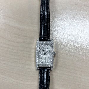 VicencE elegant diamond faced 14kt Gold vintage Italian watch with leather band.